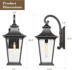 Emliviar Large Outdoor Wall Light, 25" Modern Front Porch Light for House, Clear Glass in Black Finish, XE220B BK