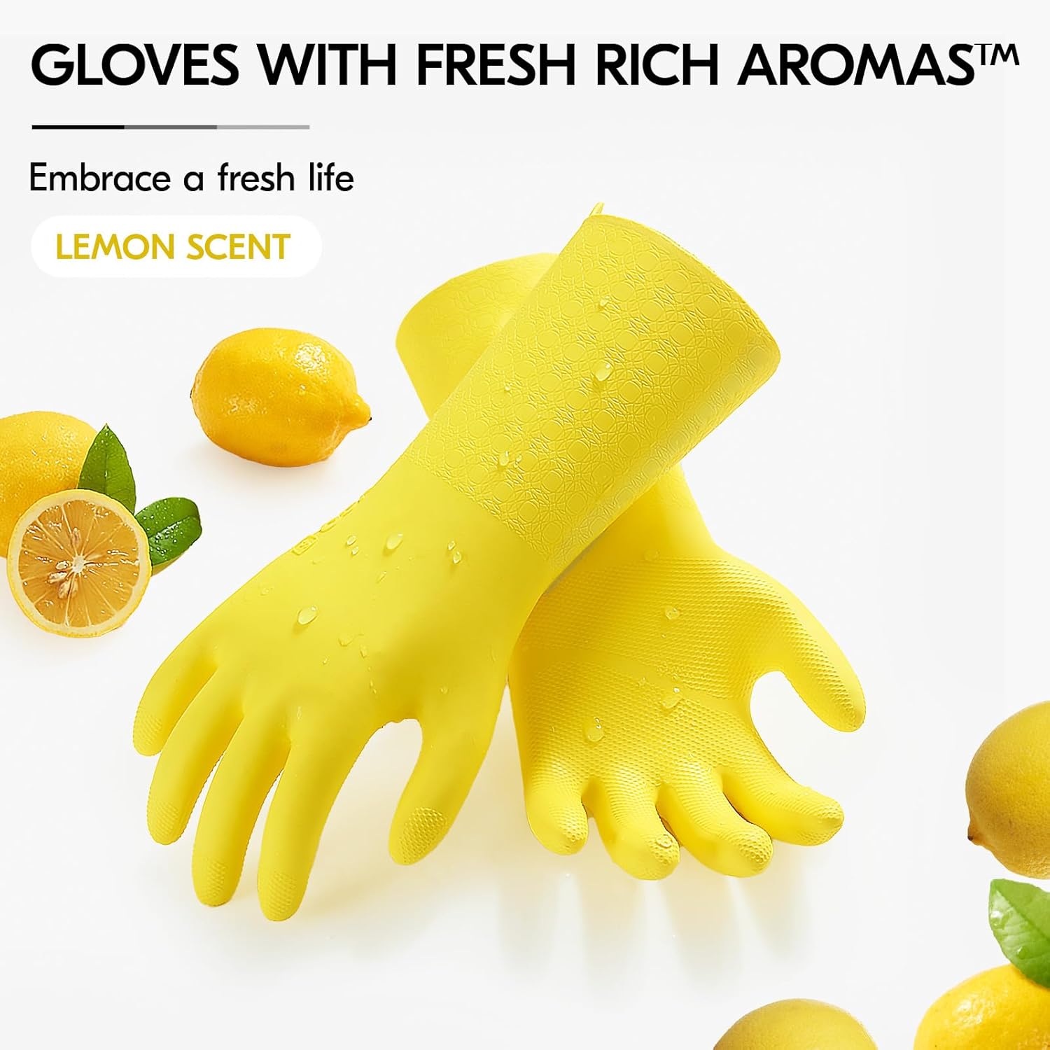 Vgo... Household Cleaning Gloves,Double-layer,Lined Dishwashing Gloves,Long Sleeves for Kitchen,Bathroom Cleaning(TP1117)