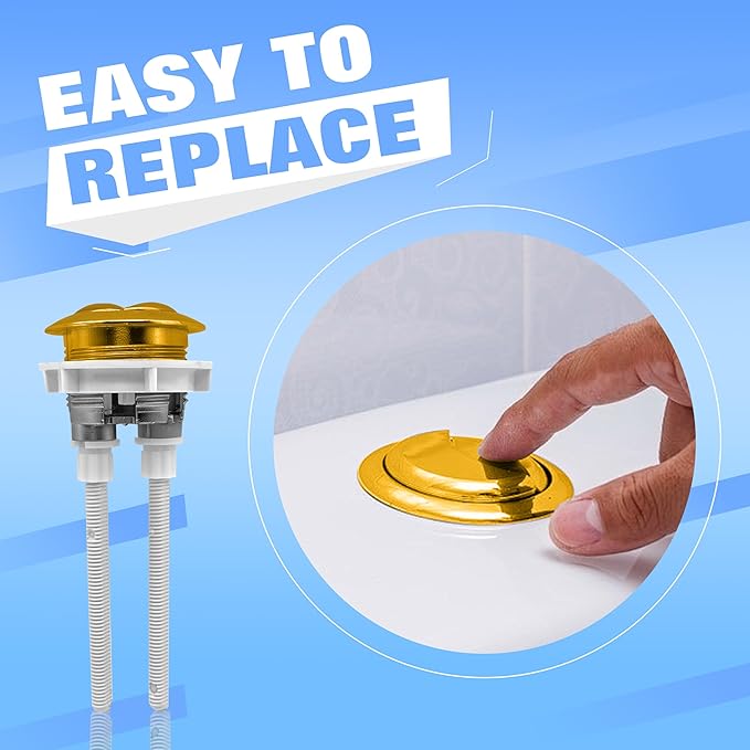 38mm/1.5Inch Dual Flush Toilet Button Kit - Water-Saving Push Valve Replacement Set for Tank Repair, Corrosion-Resistant Bathroom Upgrade Parts (Golden, Universal Fit, Easy Install)