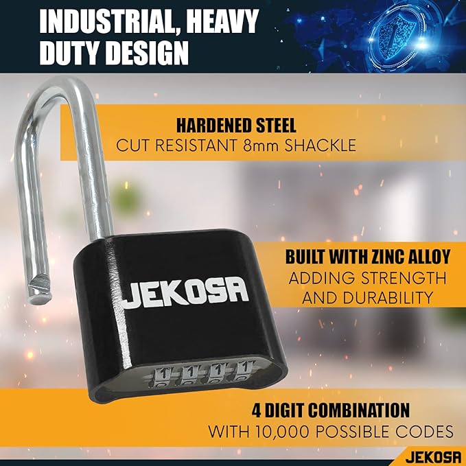 Jekosa® JKE/50 [Weatherpoof] Heavy Duty Combination Lock Outdoor - Lock with 4 Digit Code [No Key] - Ideal for Gate, Shed, Fence