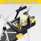 KINGRACK Folding 5-Step Ladder, 800 lbs Capacity Step Stool with Safety Lock, Tool Tray, Non-Skid Wide Steps, Handrail, Household Folding Ladder for Home, Garden, Painting, Outdoor, and Garage, White