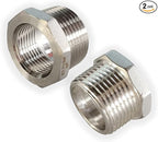 2 Pcs Reducer Hex Bushing, 304 Stainless Steel 1" Male NPT to 3/4" Female NPT（ 1"MNPT - 3/4"FNPT） Pipe Fitting Hex Bushing, Heavy Duty Pipe Fitting Reducer Adapter