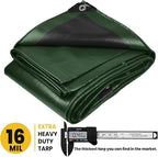 PROTARP Extra Heavy Duty 16 Mil Tarp Cover, Waterproof, UV Resistant, Rip and Tear Proof, Poly Tarpaulin with Reinforced Edges for Roof, Camping, Patio, Pool, Boat. (Green/Black 30′ X 40′)
