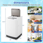 COSTWAY Portable Washing Machine, 11 LBS Full Automatic Portable Washer with 8 Modes, 10 Water Levels, LED Display & Built-In Drain Pump, 1.5 Cu.Ft. Washer & Spinner Combo for Apartment RV (White)