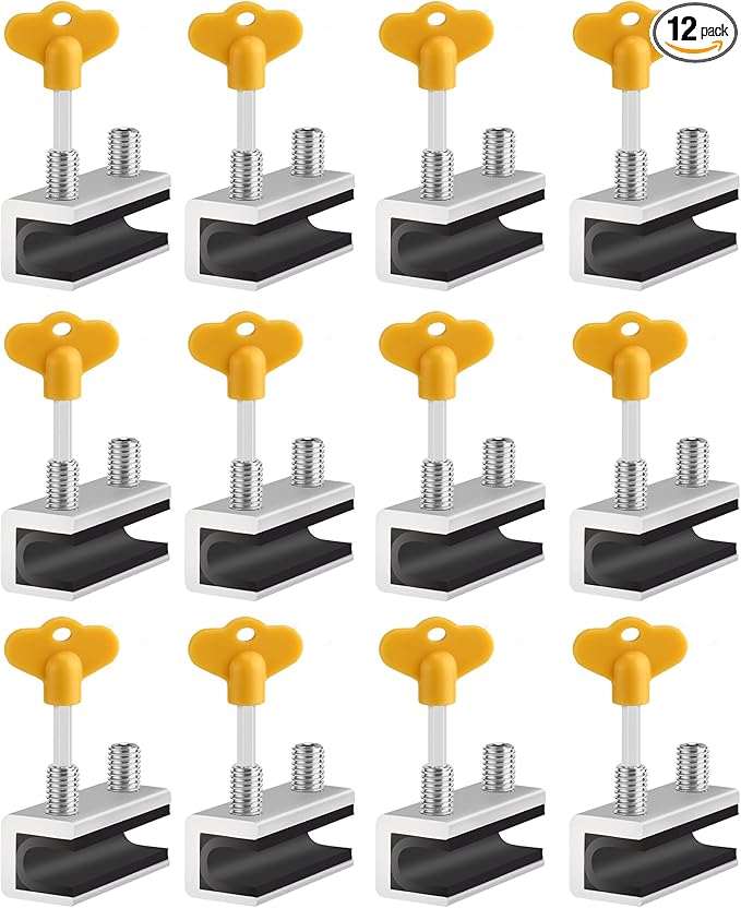 Window Locks,12 Sets Sliding Security Window Lock with Key for Vertical & Horizontal Sliding Windows & Sliding Doors, Adjustable Window Locks Security Window Stoppers for Patio Bedroom Home and Office