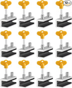 Window Locks,12 Sets Sliding Security Window Lock with Key for Vertical & Horizontal Sliding Windows & Sliding Doors, Adjustable Window Locks Security Window Stoppers for Patio Bedroom Home and Office