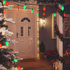 25 Pack C7 Red and Green Christmas Lights Replacement Ceramic Bulbs, Red Green Christmas Lights C7 Bulbs for Christmass Day, Party and Wedding Decorations, E12 Candelabra Base, 5 Watts