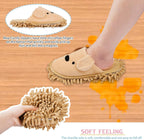 Cartoon Dog Mop Slippers Microfiber Clean Dusting Slippers Detachable Mopping Shoes for Office Home Room (Khaki)