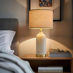 24.25" Modern Ceramic Table Lamps Set of 2 - Gold, Boho & Farmhouse Style for Living Room, Bedside & End Tables