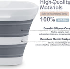 Small Collapsible Bucket, 1.4Gal/5L BPA-Free - Foldable Water Pail for Car Washing, Camping, Beach - Portable Lightweight Storage for Outdoor, RV, Travel (Grey)