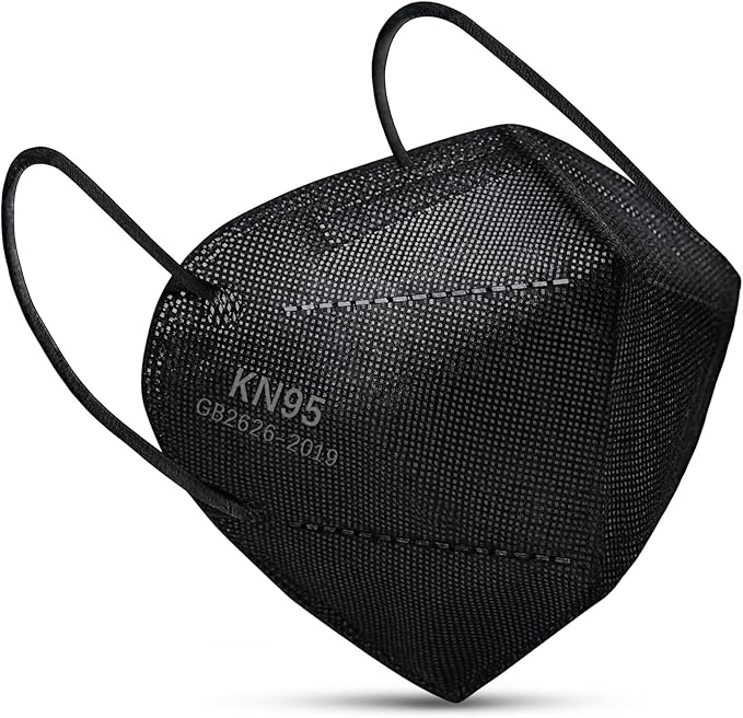 Boncare KN95 Face Mask 30 PCs, 5-Layer Black Face Mask for Men & Women Filter Efficiency≥ 95%, Breathable and Comfortable, Black