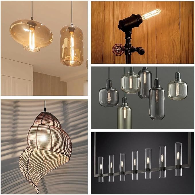 5 Inch E26 Led Bulb Equal 80 Watt, 3000K Warm White Edison Bulb 6W Dimmable, 800LM T10 T9 Clear Glass Tubular Light Bulbs AC 120V for Chandelier Pipe Pendant Wall Light - UL Cert 4Pack