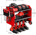 3 layers power tool organizer Loads 150lbs with 4 Cordless Drill Holder and 8 Outlet Power Strip,it’s good choice for husband birthday gift,red