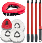 Mop Head Replacement for Ocedar: Spin Mop Heads Refill Compatible with O Cedar - 9 Pcs Kit Attachment Included 3 Microfiber Replace Heads, 55" Extended Mop Handle, 1 Mop Base and 1 Floor Scrub Brush