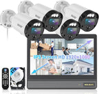 【All-in-One Security System】 4K Outdoor Wired Security Camera System, Home Video Surveillance Systems, Wired Cameras for Home Security