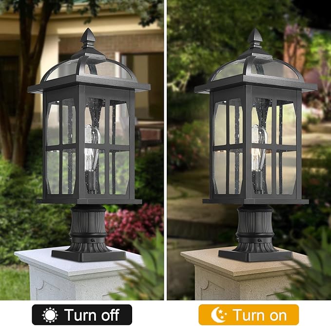Darkaway Large Outdoor Post Lights Lamp Posts Outdoor Lighting, 21.7inch Waterproof Aluminum Post Lights Exterior Light Fixtures with Glass,Overside Fence Pole Lights for Porch Yard Patio Garage