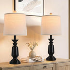 Terpsichore Lamps Set of 2 Modern Farmhouse Table Lamp Bedside Reading Lights Living Room End Lamps Bedroom Night Light,High 22.5 Inch,Matte Black,with Fabric Lamp Shade,Bulb Not Included