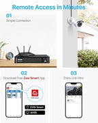 ZOSI 1080P H.265+ Home Security Camera System with AI Human Vehicle Detection, 5MP 3K Lite 8 Channel CCTV DVR Recorder with 2TB Hard Drive and 8 x 1080p Surveillance Bullet Camera Outdoor Indoor