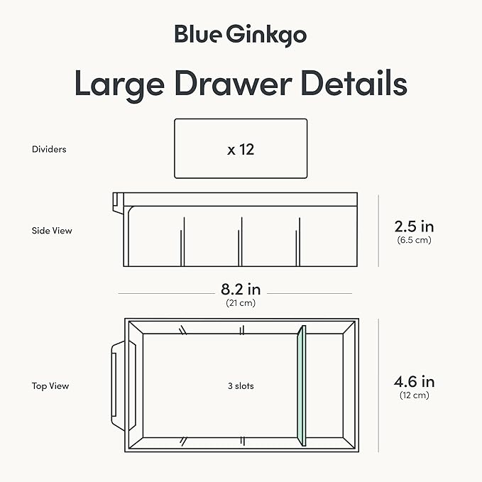 Blue Ginkgo Large 12-Drawer Cabinet – Stackable Clear Organizer for Hardware, Beads, Plastic Bricks, Office, and Craft Storage (Made in Korea, Blue)