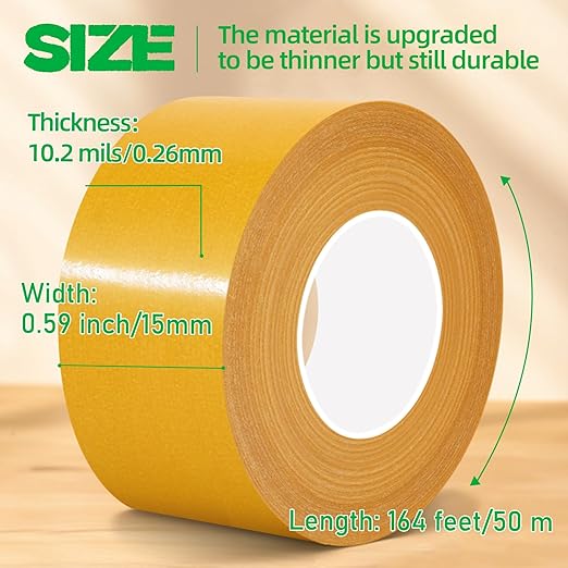 2" X 164 Ft,Double Sided Tape Heavy Duty,Strong Carpet Tape with Fiberglass Mesh,Super Sticky Clear Two Sided Tape for Mounting Crafts,Carpet,Picture,Wallpaper,Balloon