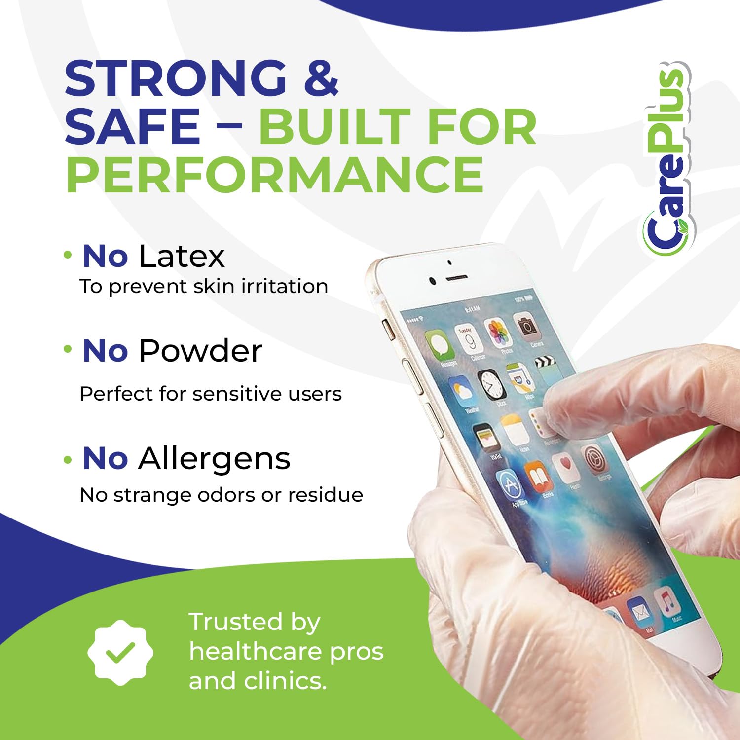 CARE PLUS Pro Vinyl Clear Gloves - Large Size, 100 Count | Latex-Free, Powder-Free, Heavy Duty, Non-Sterile, | Food Prep, Kitchen & Cleaning Gloves, Hair Coloring | Ideal for Professional Use