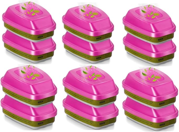 6 Pairs 60926 Filter, Respirator Filter 60926 Cartridges Against Organic Vapors, Acid Gases, Ammonia Methylamine, Formaldehyde, Dusts Used in 6200 6502 6800 Series Respirator Mask