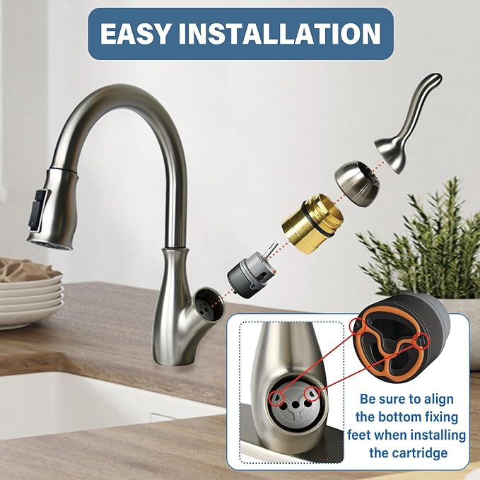 RP50587 Cartridge Compatible with Delta DST Single Handle Kitchen and Lavatory Faucets 36mm,Includes RP51503 Bonnet Nut