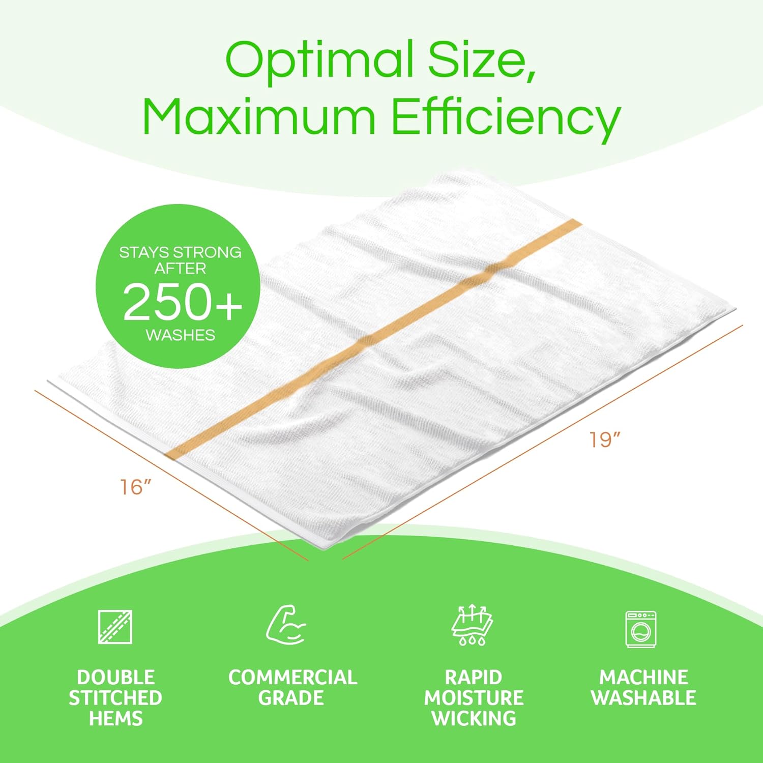 Towels N More 24 Pack 16x19 Bar Mop High Absorbent Cotton Reusable Kitchen Towels- Quick Dry for Chef, Cook, Home, Restaurant, Bar Glass Cleaning (24, Gold Stripe)