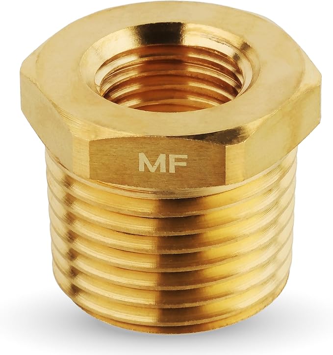 MAACFLOW brass 1/2" Male NPT to 1/4" Female NPT Adapter Reducer Hex Bushing (Thread OD 0.81" - ID 0.44") (Pack of 1)