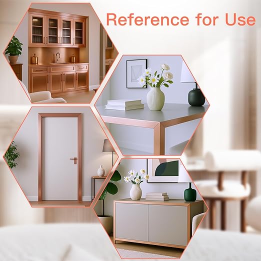 GSCIT Club Rose Gold Edge Banding, 3/4 Inch x 50ft Aluminum Brushed Edge Banding PVC Edge Trim for Cabinet Repair Furniture