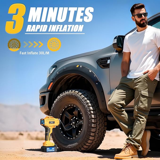 Cordless Tire Inflator Air Compressor Compatible with Dewalt 20V Battery, 160PSI Portable Air Pump with Digital Pressure Gauge, Fast Inflation for Cars, Motorcycles, Bikes(Bare Tool)