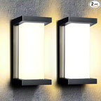 Wrasse Outdoor Sconce Lights 3000K Wall Light Fixtures 2000 Lumen Black Modern Exterior Sconces Wall Lighting for House Outside(2 Pack)