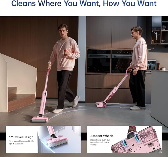 JONR S20 Pro 180° Lay Flat Wet Dry Vacuum Cleaner - Smart Adjusting Suction Cleans Under Low Furniture (3.5"), Self-Cleaning Brush, 2-in-1 Vacuum and Mop for Pet Hair, Kitchen Spills & All Floor Types