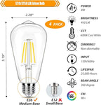 4 Pack Cool White LED Edison Bulbs 40W Equivalent, ST19 4W LED Vintage Light Bulbs for Ceiling Lamp, Non-Dimmable, 90 CRI, 450LM, E26 Base, 4000K