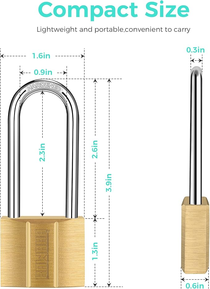 US-81/40L-2P Long Shackle Keyed Padlock (Keyed Alike, Waterproof, Solid Brass Lock) for Sheds, Storage Unit, School, Gym Locker, Fence, Toolbox, Hasp, Storage- 1-9/16 in. (40 mm L) *2