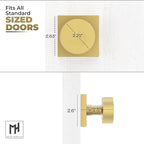 Mega Handles SUANA Dummy Door Knob for Hallway, Closet and Bathroom, Reversible Heavy Duty Design Door Knobs, Fits All Standard Door Sizes, Screws Included - Satin Brass (2 Pack)