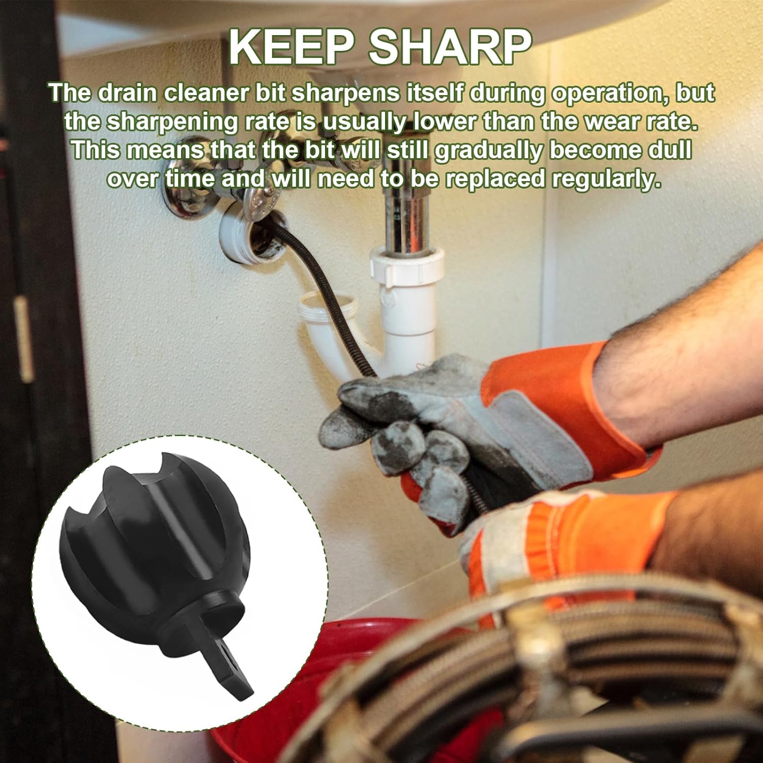 Drain Cleaner Cutter Heads 1-1/2 Inch Clog Chopper Multi Function Cuttin Tool, Black