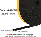 Weather Stripping Strong Adhesive 1 inch x 1/8 inch Weather Stripping Door Seal Closed Cell Foam Insulation Tape for Window and Doors,Total 16.5Feet (16.5Ft x 1 Roll)