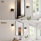 Wall Light Fixtures Matte Black Bathroom Vanity Lights Over Mirror with White Frosted Glass, Wall Lamps for Hallway Washroom Porch Entrance T001MB-L1