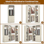 Corner Closet System with 3 Drawers, Corner Closet Organizer System with 13 Shelves & 3 Hanging Rods, 63.2"L * 39.2"W Reversible L Shaped Walk-in Closets, Load 2000+LBS, White Oak