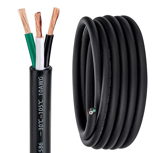 10 Gauge 3 Conductor Electrical Wire 10 AWG 3 Wire Oxygen-Free Copper PVC Stranded 100FT 10/3 Wire for LED Lighting Outdoor Low Voltage Extension Cable (10AWG-3C, 100FT)