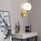 SeeU Brass Wall Sconces Mid Century Style Set of 2,Gold Wall Lamp Fixture,Vanity Light Fixture Wall Lamp with Milky Frosted Globe