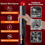 Electric Wine Opener, Battery-Powered, Cork Puller, Foil Cutter Included, Simple Design, Effortless and Enjoyable Wine Cork Removal, Convenient Wine Accessory, Best Choice for Wine Lovers(Black)