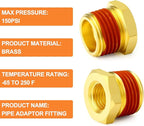 GASHER 10Pcs Brass Reducer Hex Bushing 1/4" NPT Male x 1/8" NPT Female, Brass Threaded Pipe Fitting With Sealant