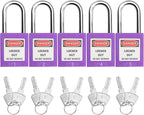 SAFBY Lockout Tagout Locks, Safety Padlock, Keyed Differently Loto Safety Padlocks for Lock Out Tag Out Kits Station (Purple 1-10)