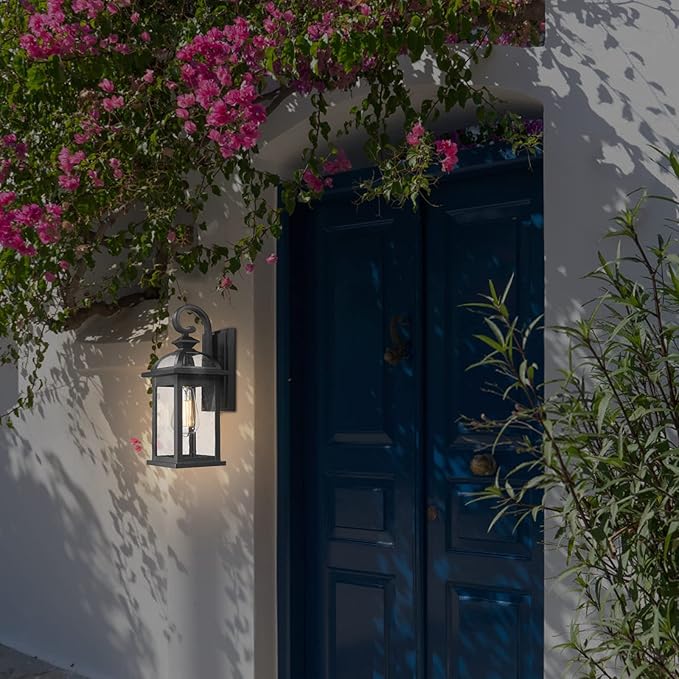 Darkaway Outdoor Lights Fixtures Wall Mount, Outdoor Wall Sconce with Seeded Glass Waterproof Outside Exterior Lighting Fixture for House, Front Porch, Patio (1 Pack)