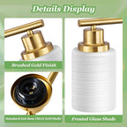 2-Light Vanity Lights, Brushed Gold Bathroom Light Fixture with Striped Textured Milky White Glass Shade, Modern Vanity Lighting Fixture for Bathroom Wall Light Over Mirror, E26 Wall Sconce