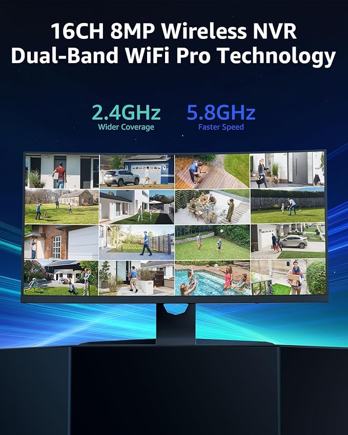 ANNKE Wireless Camera System, 16CH Expandable 4K Security NVR, 4Pcs 3MP Outdoor Cameras, 2-Way Audio, Dual-Band WiFi, Human Detection, IP66 Waterproof, 2TB HDD, Compatible with Alexa, 24/7 Protection