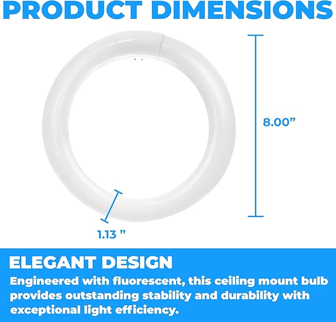 T9 Round Fluorescent Circline Lamp 22 Watts - G10Q 4-Pin Base - Ceiling Light Bulb with 4100K Cool White – 1250 Lumens