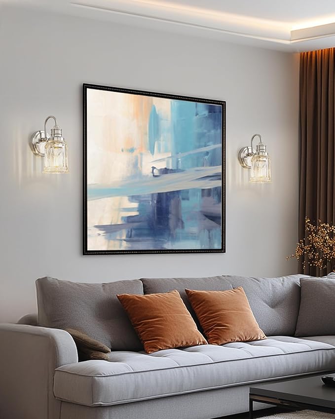 Brushed Nickel Wall Sconce, HWH Modern Sconce Wall Lighting Vanity Sconce Lights for Bathroom, 1-Light Wall Sconce with Bell-Shaped Fluted Glass, 5HZG106B BN